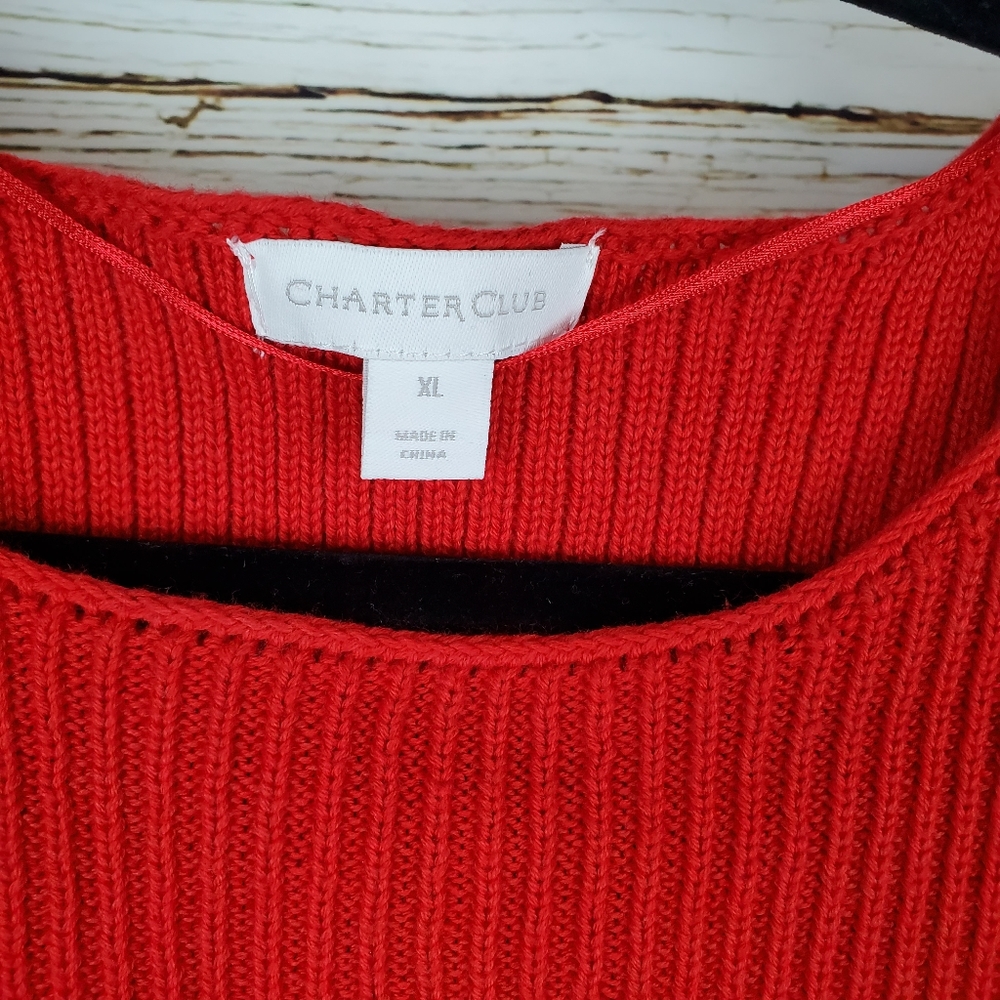 NWT Charter Club Red Side Button Sweater - Picture 4 of 6
